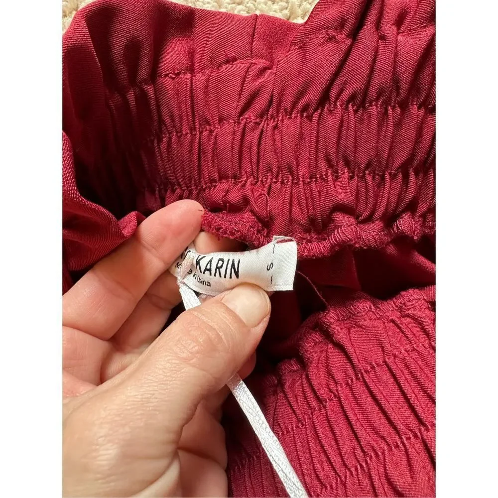 Grace Karin NWT High Waisted Paper-bag Trousers Cabernet - Picture 4 of 8